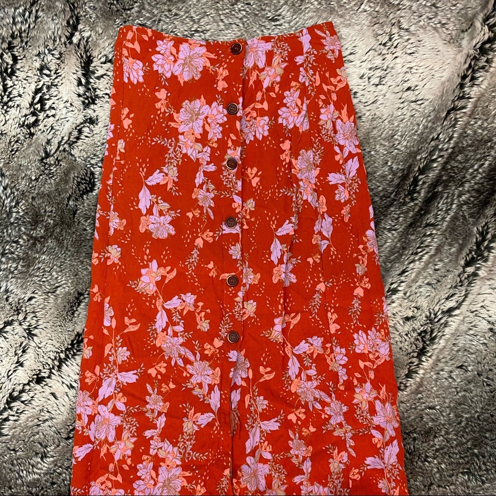 Free People Red Midi Skirt